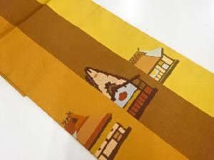 リサイクル　家屋模様織出し袋帯